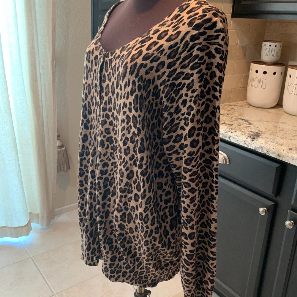 Lane Bryant Leopard Print Button Front Sweater 22… - image 3